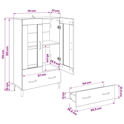 Highboard Black Oak 70 x 31 x 115 cm Engineered Wood and Iron