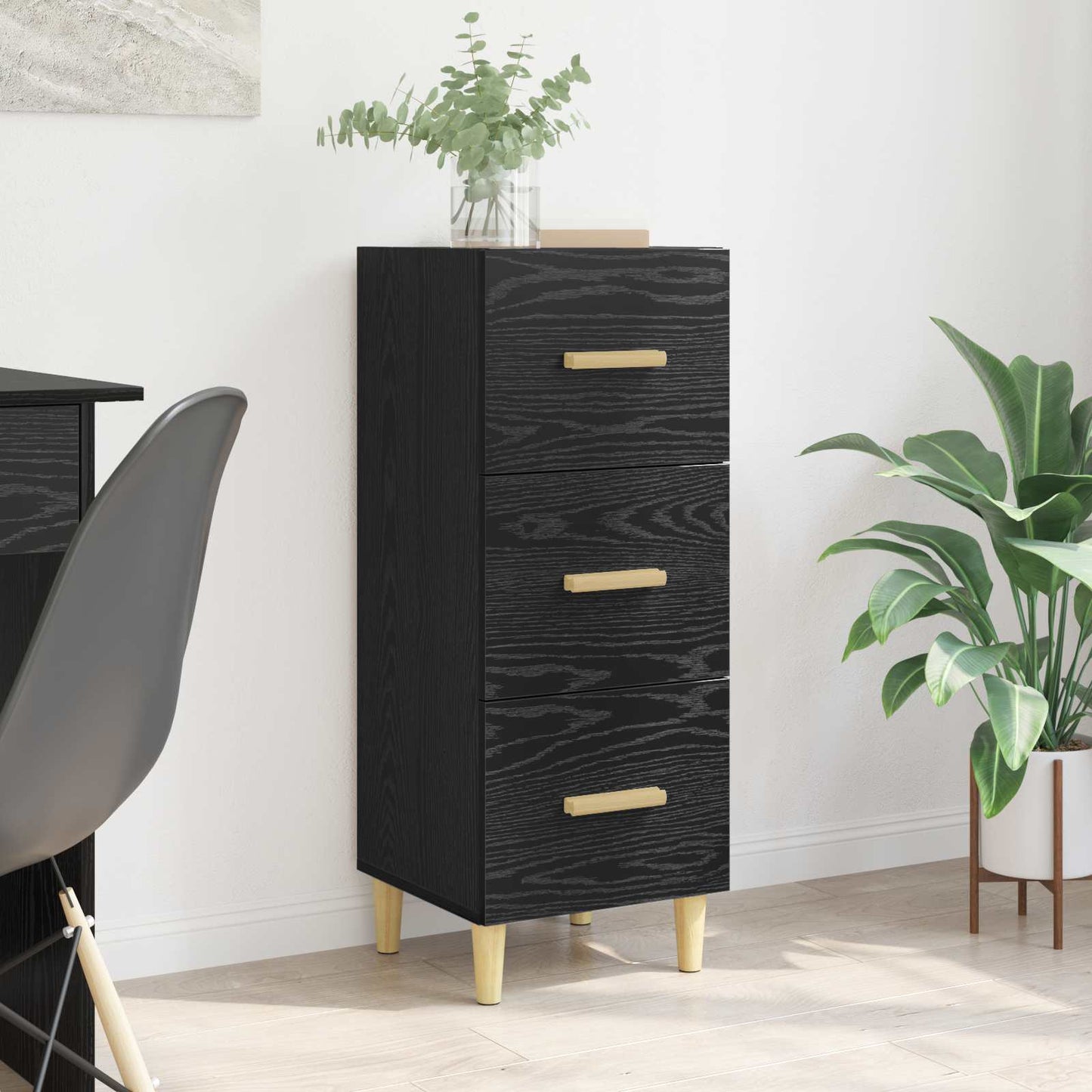 Sideboard Black oak 34.5 x 34 x 90 cm Engineered wood