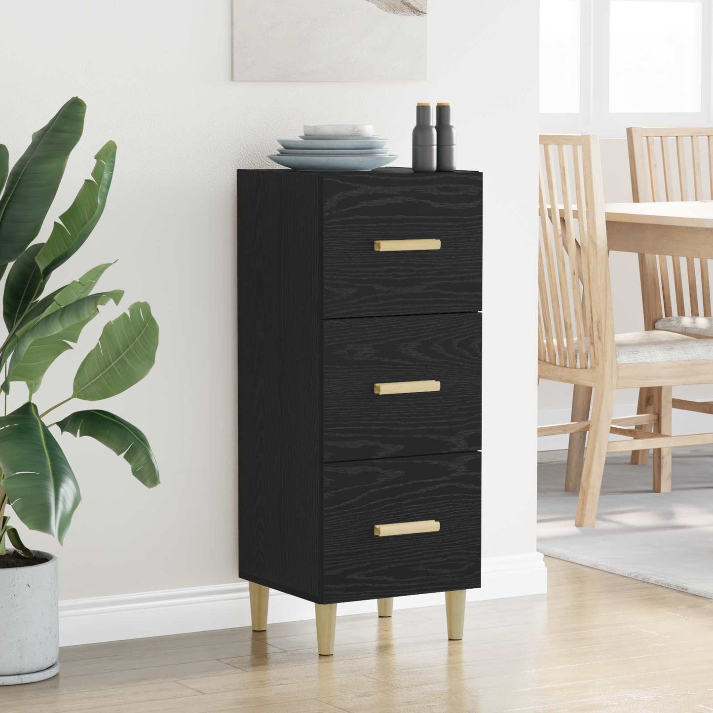 Sideboard Black oak 34.5 x 34 x 90 cm Engineered wood