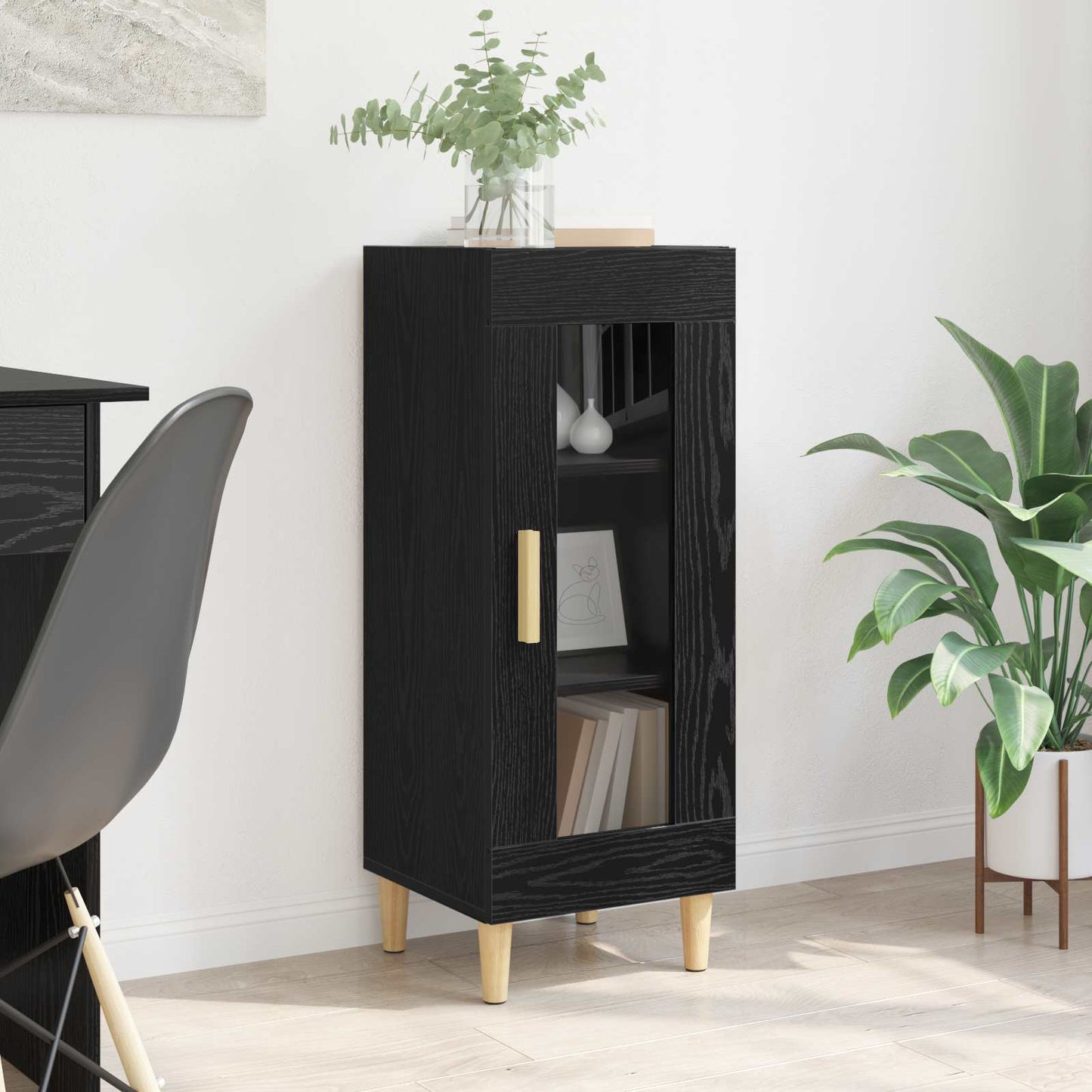 Sideboard Black Oak 34.5 x 32.5 x 90 cm Engineered Wood