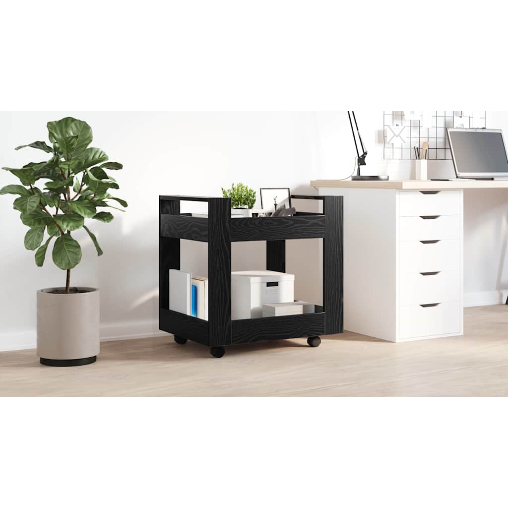 Desk Trolley Black Oak 60 x 45 x 60 cm Engineered Wood
