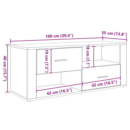 TV Cabinet Black Oak 100 x 35 x 40 cm Engineered Wood
