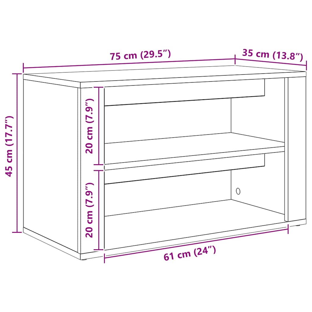 Shoe Rack 75 x 35 x 45 cm Engineered Wood Artisan oak