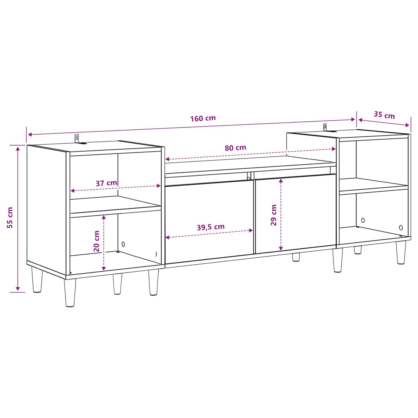TV Cabinet Artisan Oak 160 x 35 x 55 cm Engineered Wood