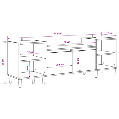 TV Cabinet 160 x 35 x 55 cm Black Oak Engineered Wood