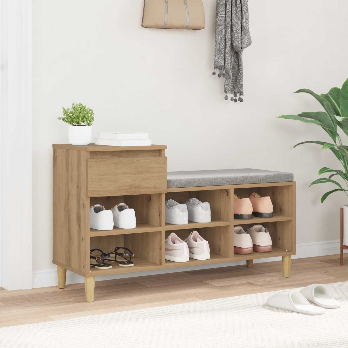 Shoe Cabinet 102 x 36 x 60 cm Engineered Wood Artisan Oak