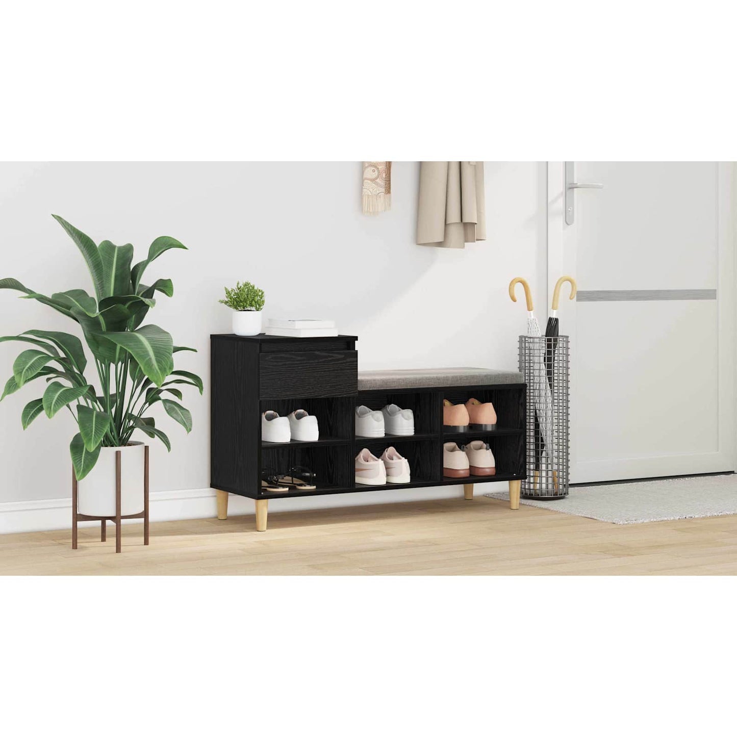 Shoe Cabinet Black Oak 102 x 36 x 60 cm Engineered Wood