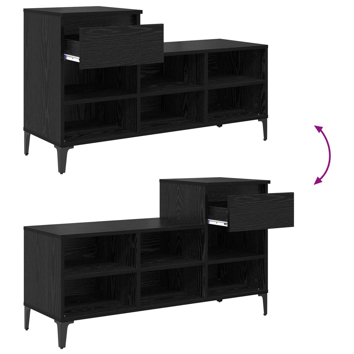 Shoe Cabinet Black oak 102 x 36 x 60 cm Engineered wood