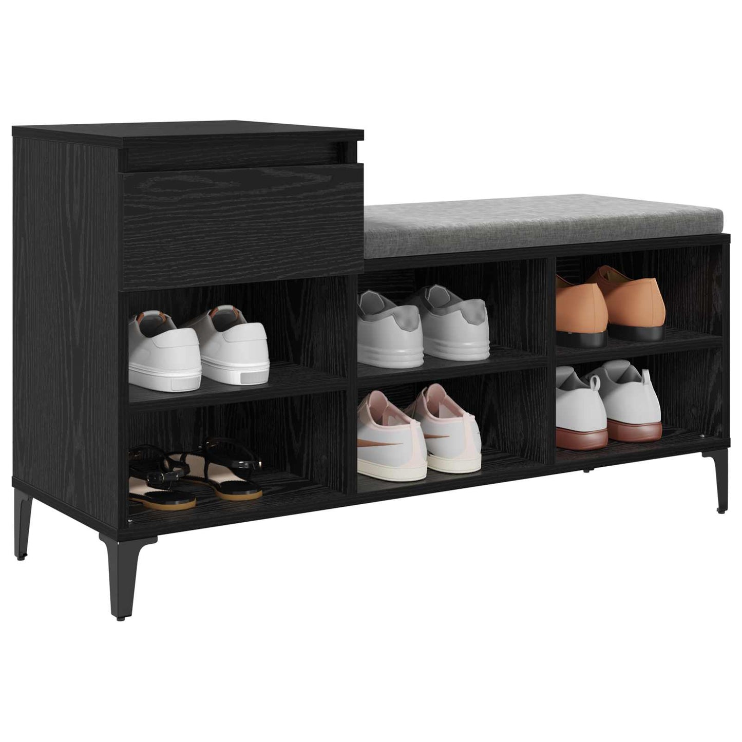 Shoe Cabinet Black oak 102 x 36 x 60 cm Engineered wood