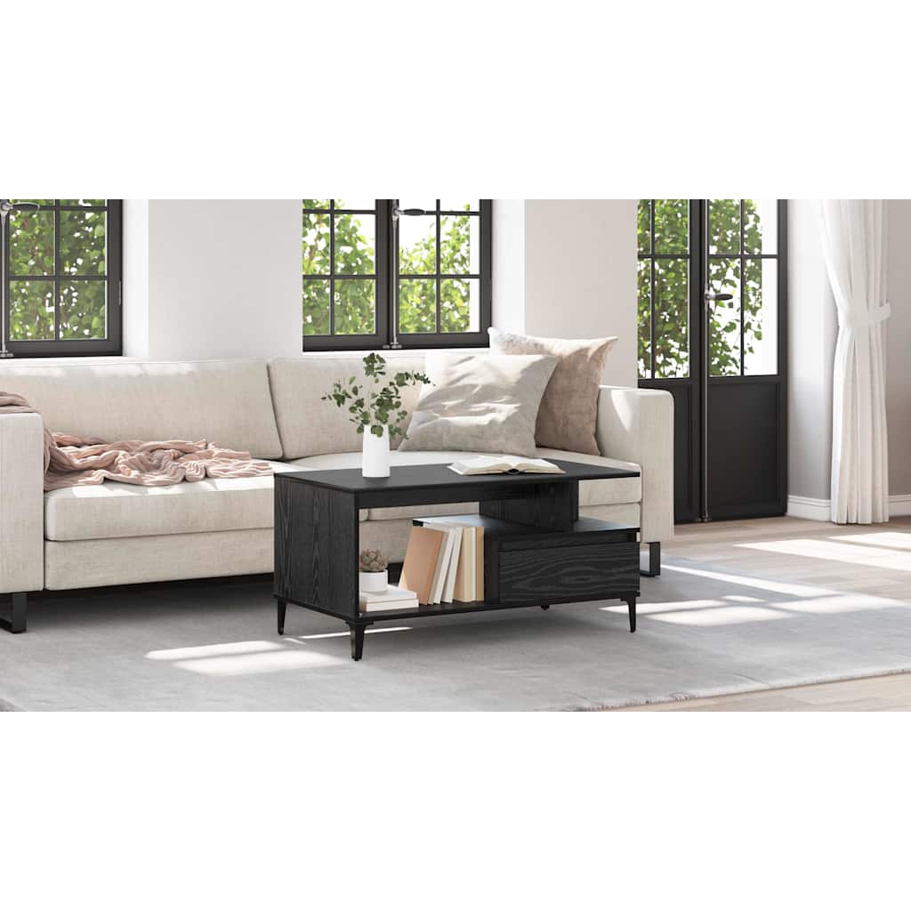 Coffee Table Black Oak 90 x 49 x 45 cm Engineered Wood