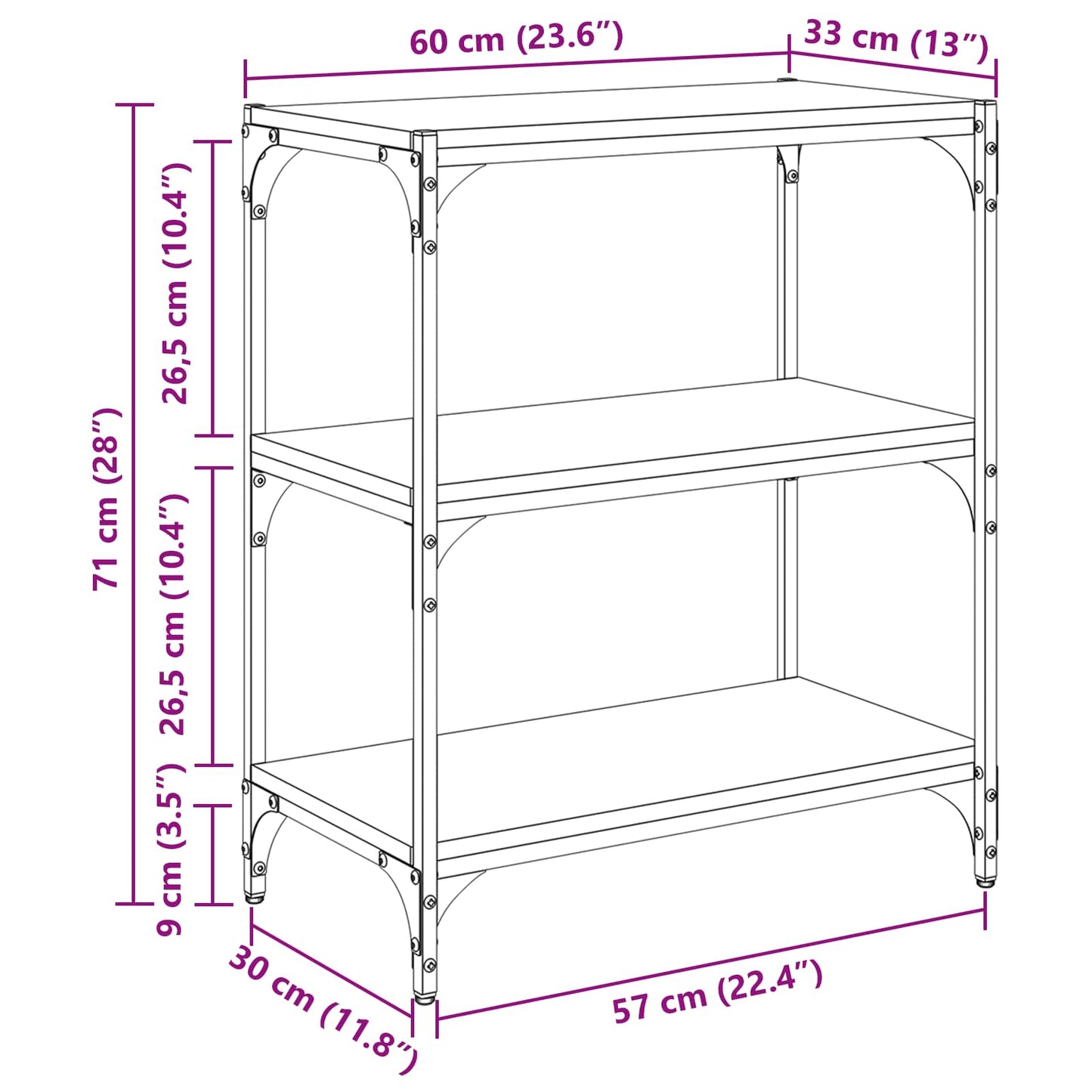 Book Cabinet Old wood 60 x 33 x 70.5 cm Engineered wood