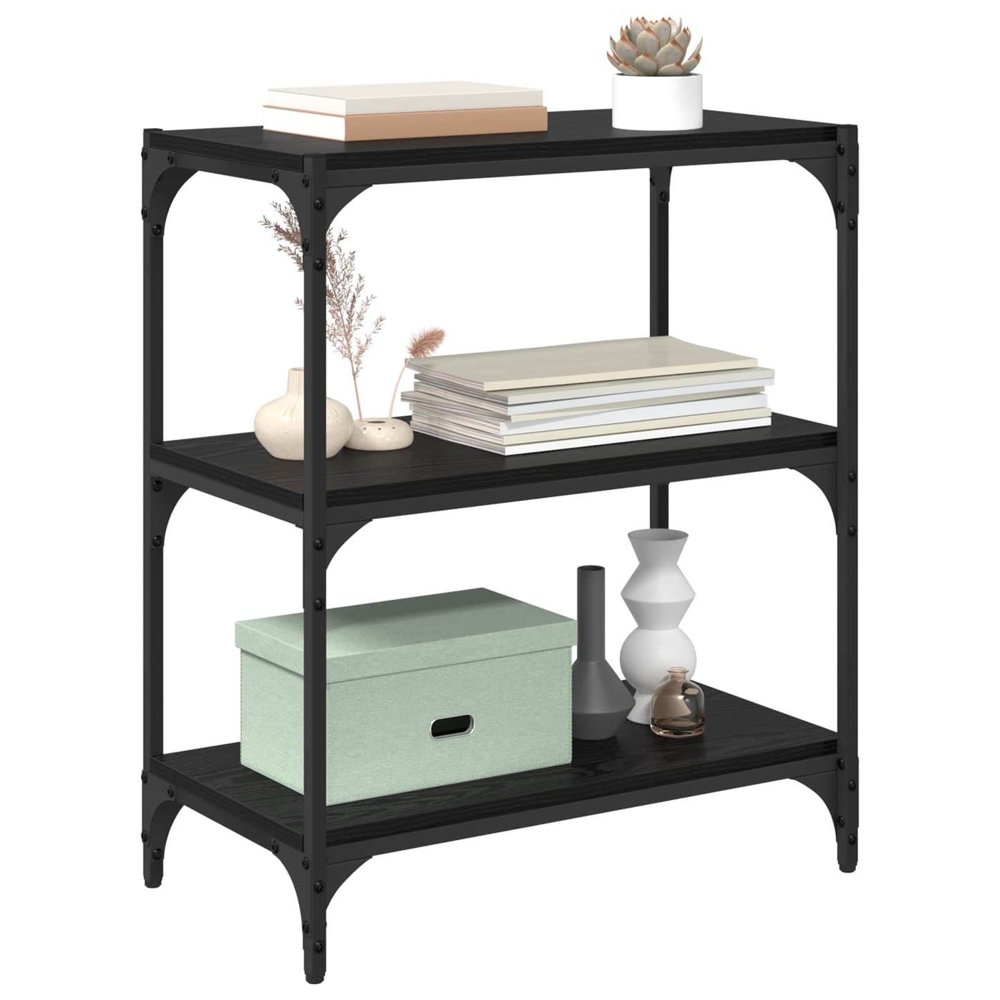 Book Cabinet Black oak 60 x 33 x 70.5 cm Engineered wood