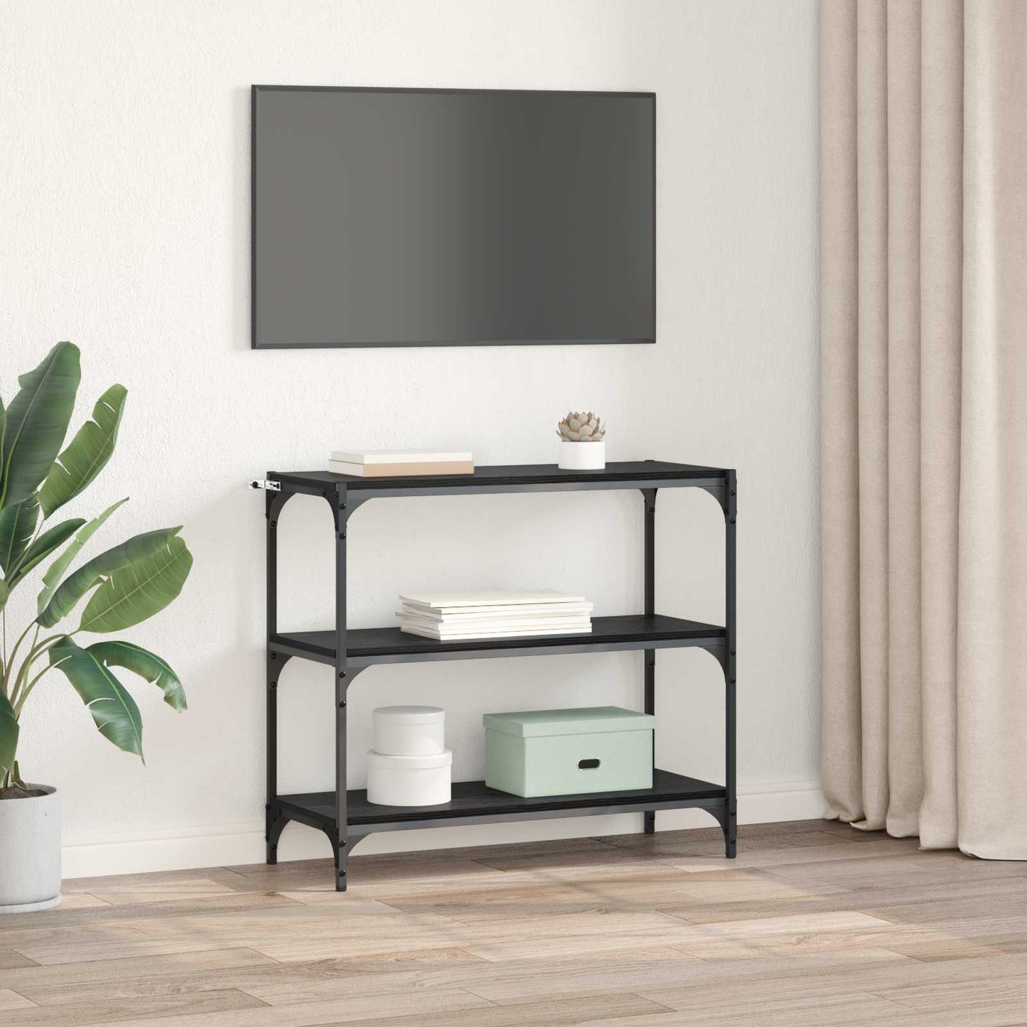 Book Cabinet Black Oak 80 x 33 x 70.5 cm