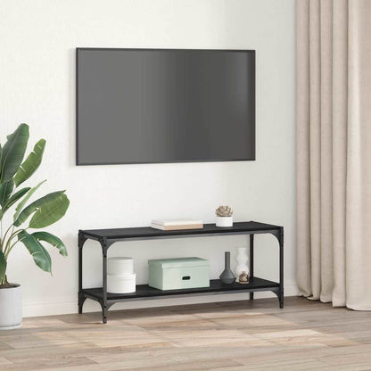 TV Cabinet Black Oak 100 x 33 x 41 cm Engineered Wood and Iron