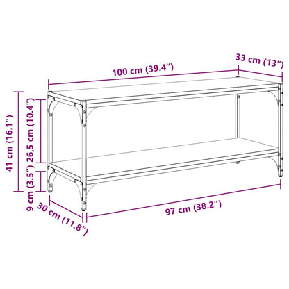 TV Cabinet Black Oak 100 x 33 x 41 cm Engineered Wood and Iron