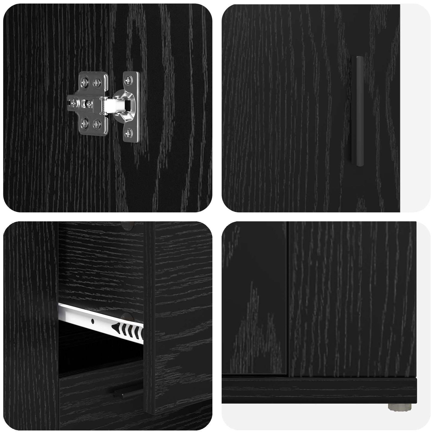 Sideboard Black Oak 100 x 33 x 59.5 cm Engineered Wood