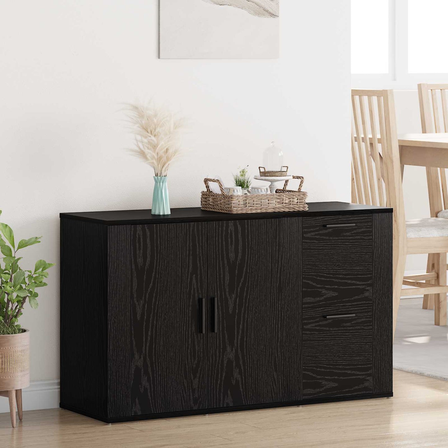 Sideboard Black Oak 100 x 33 x 59.5 cm Engineered Wood