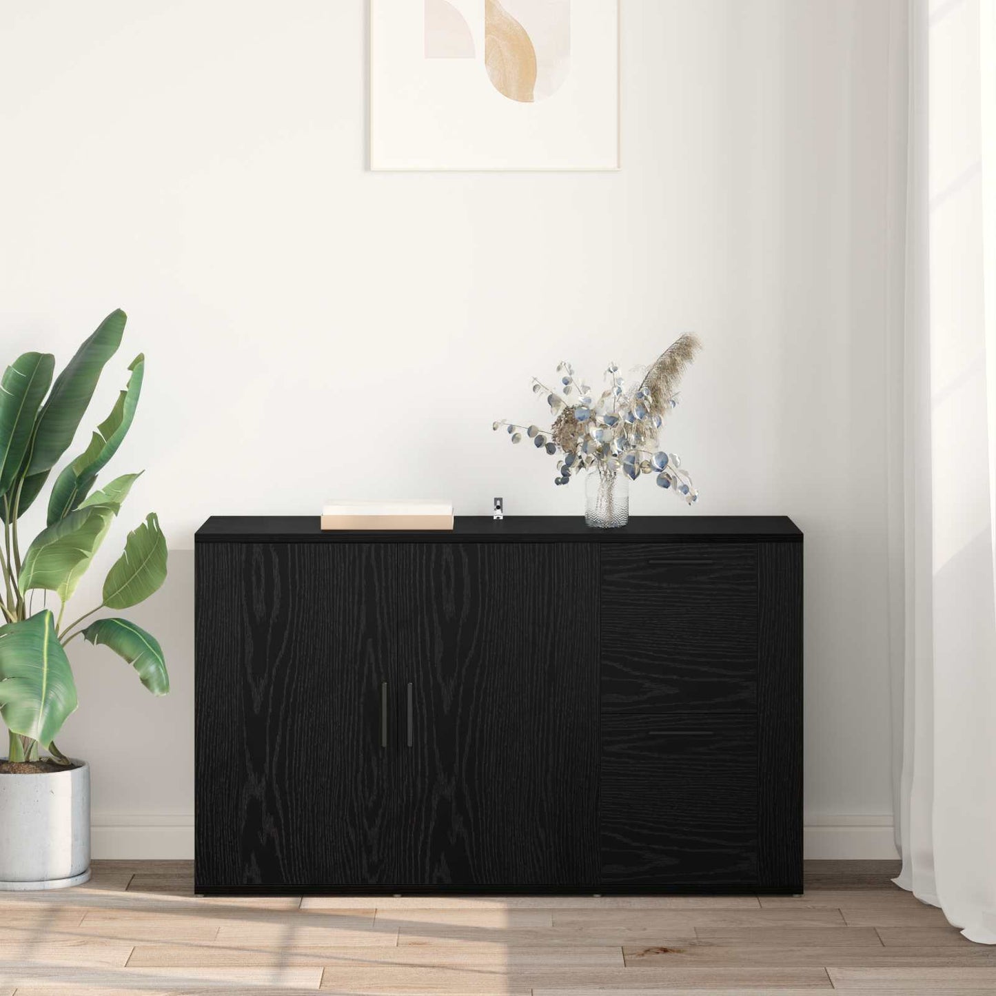 Sideboard Black Oak 100 x 33 x 59.5 cm Engineered Wood
