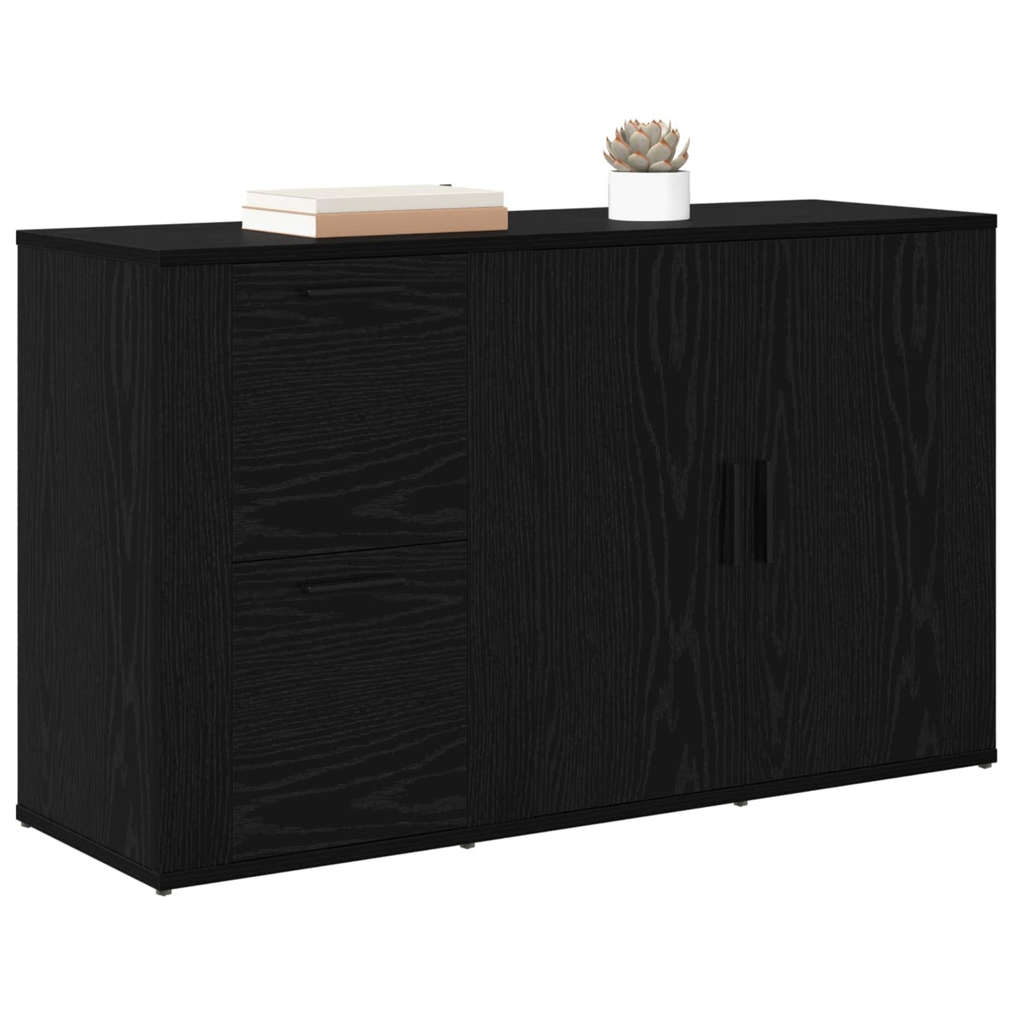 Sideboard Black Oak 100 x 33 x 59.5 cm Engineered Wood