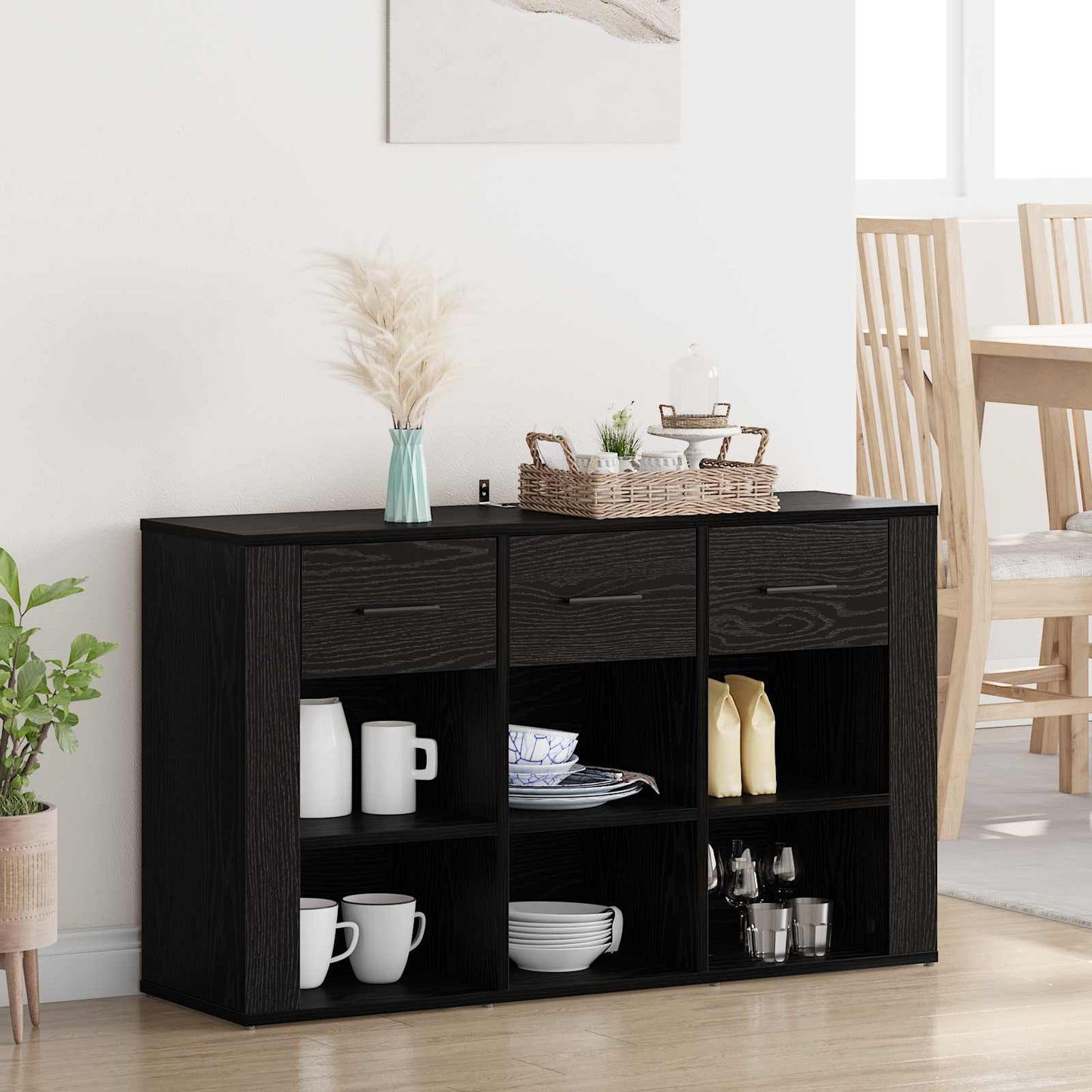 Sideboard Black Oak 100 x 30 x 59.5 cm Engineered Wood
