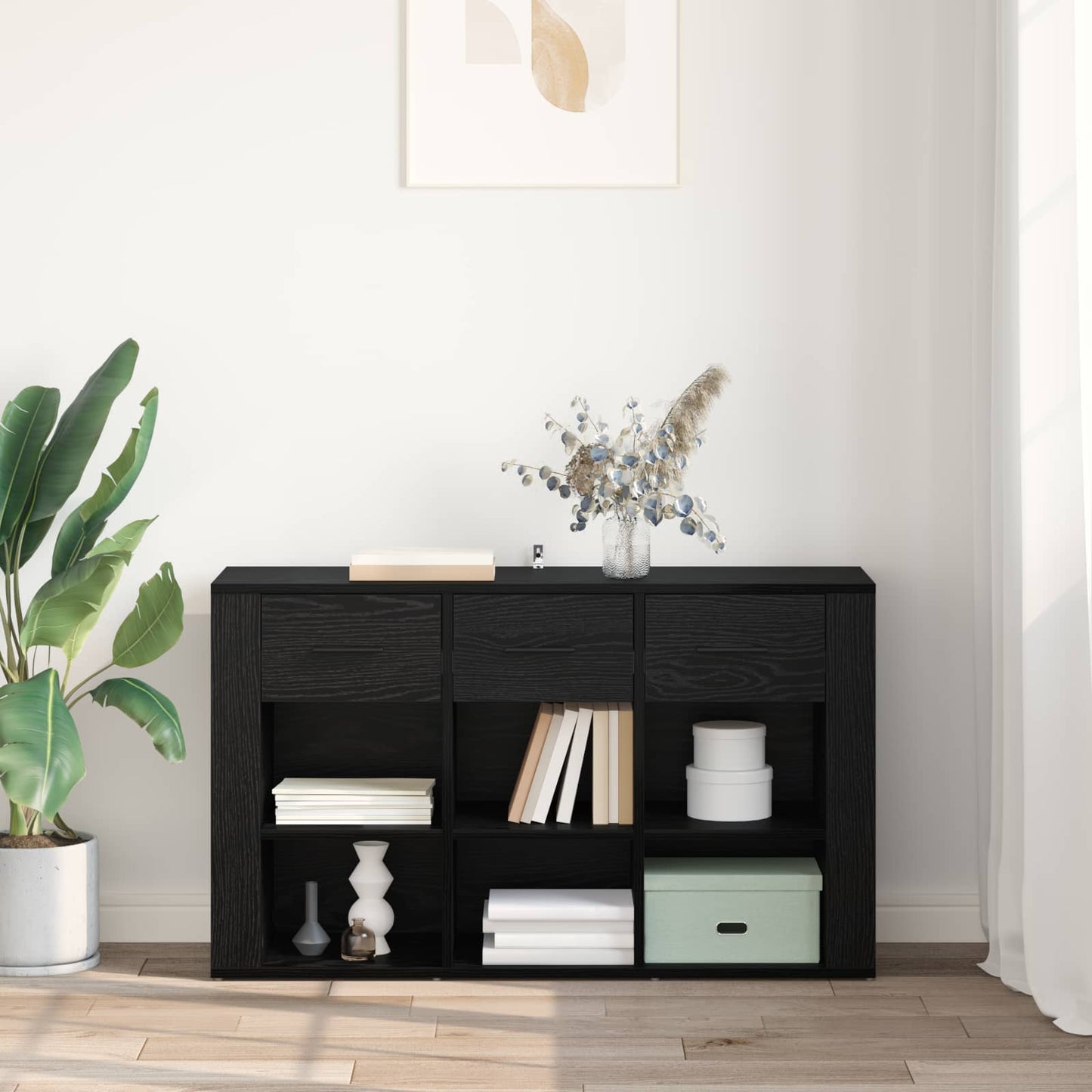 Sideboard Black Oak 100 x 30 x 59.5 cm Engineered Wood