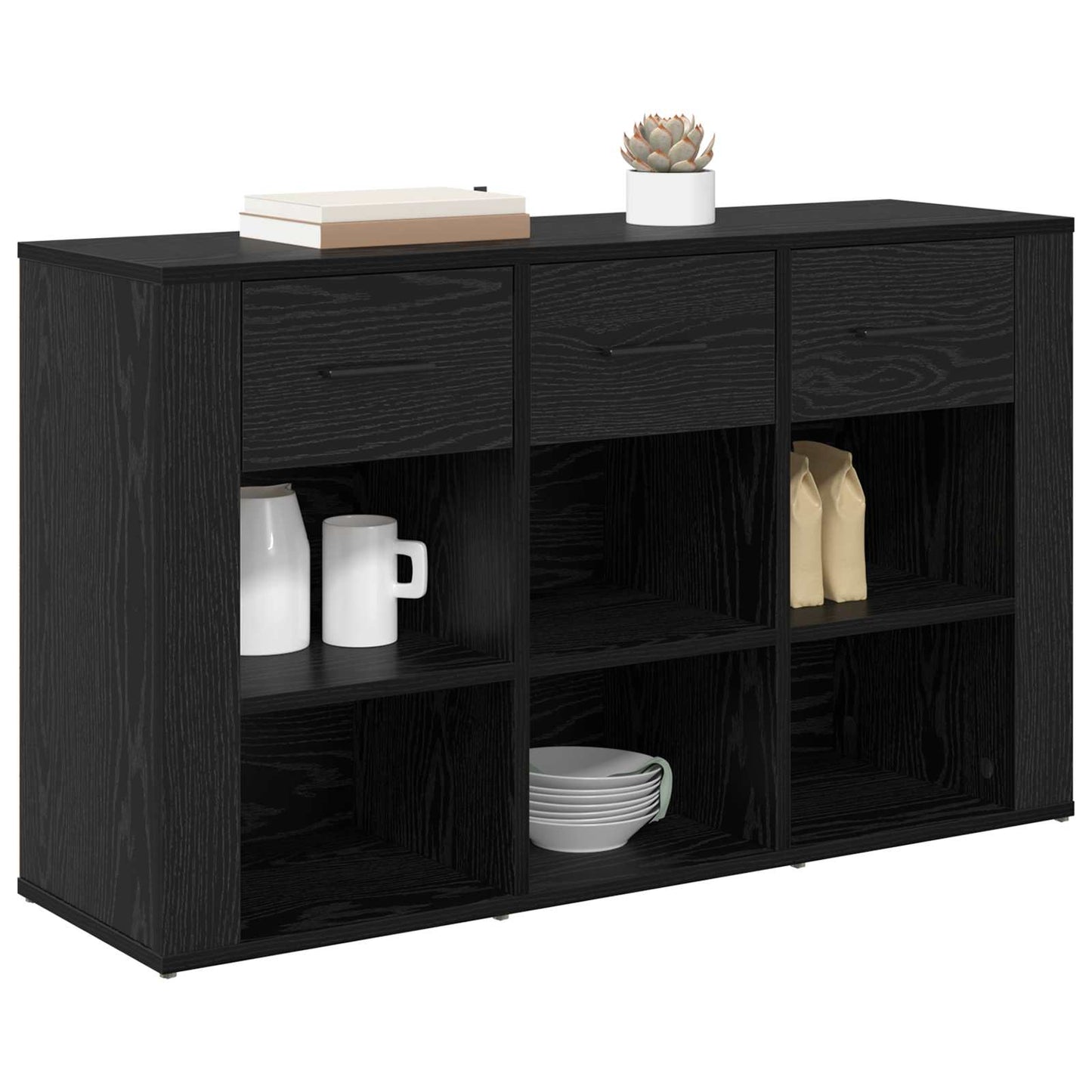 Sideboard Black Oak 100 x 30 x 59.5 cm Engineered Wood