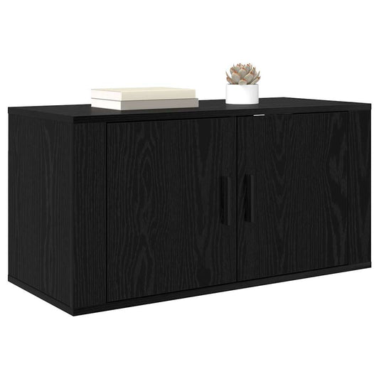 Wall Mounted TV Cabinet Black Oak 80 x 34.5 x 40 cm
