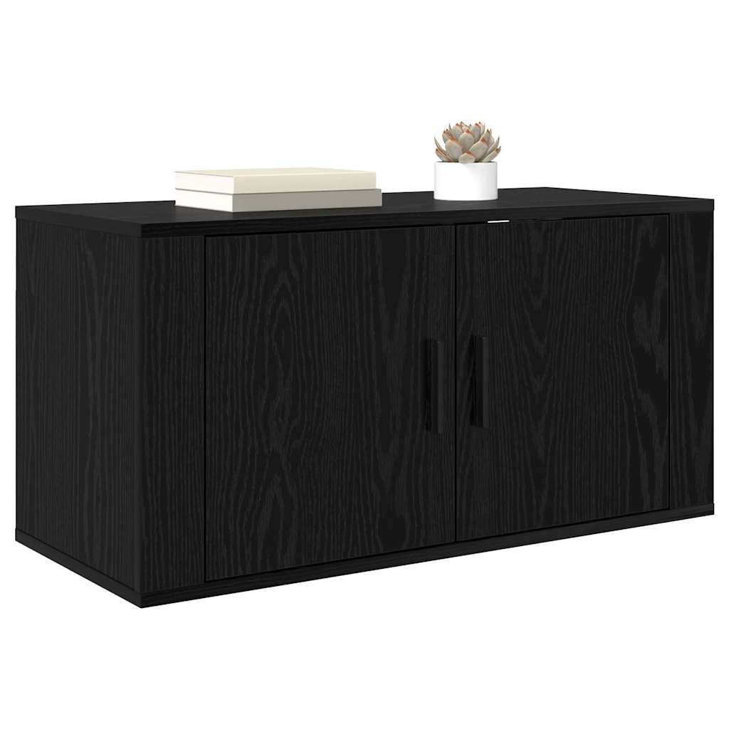 Wall Mounted TV Cabinet Black Oak 80 x 34.5 x 40 cm