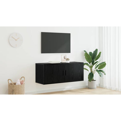 Wall Mounted TV Cabinet Black Oak 100 x 34.5 x 40 cm