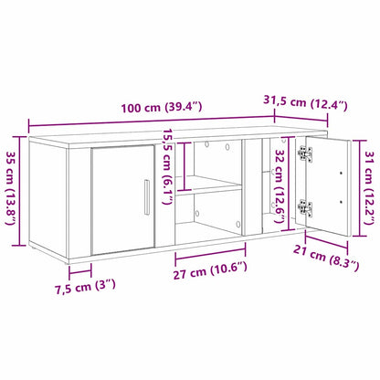 TV Cabinet Old Wood 100 x 31.5 x 35 cm Engineered Wood