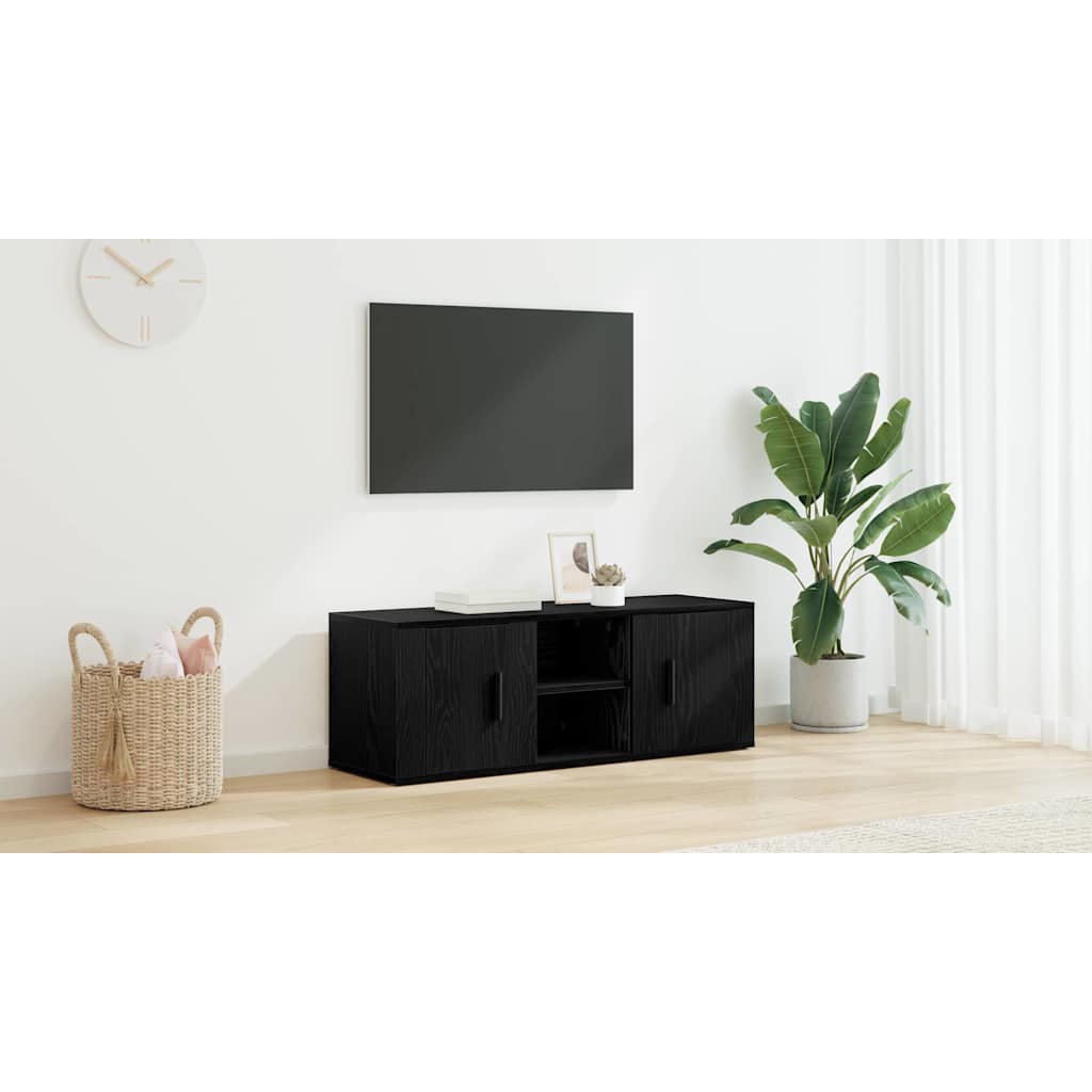 TV Cabinet Black Oak 100 x 31.5 x 35 cm Engineered Wood