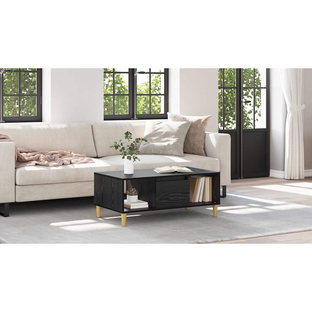 Coffee Table Black Oak 90 x 50 x 26.5 cm Engineered Wood