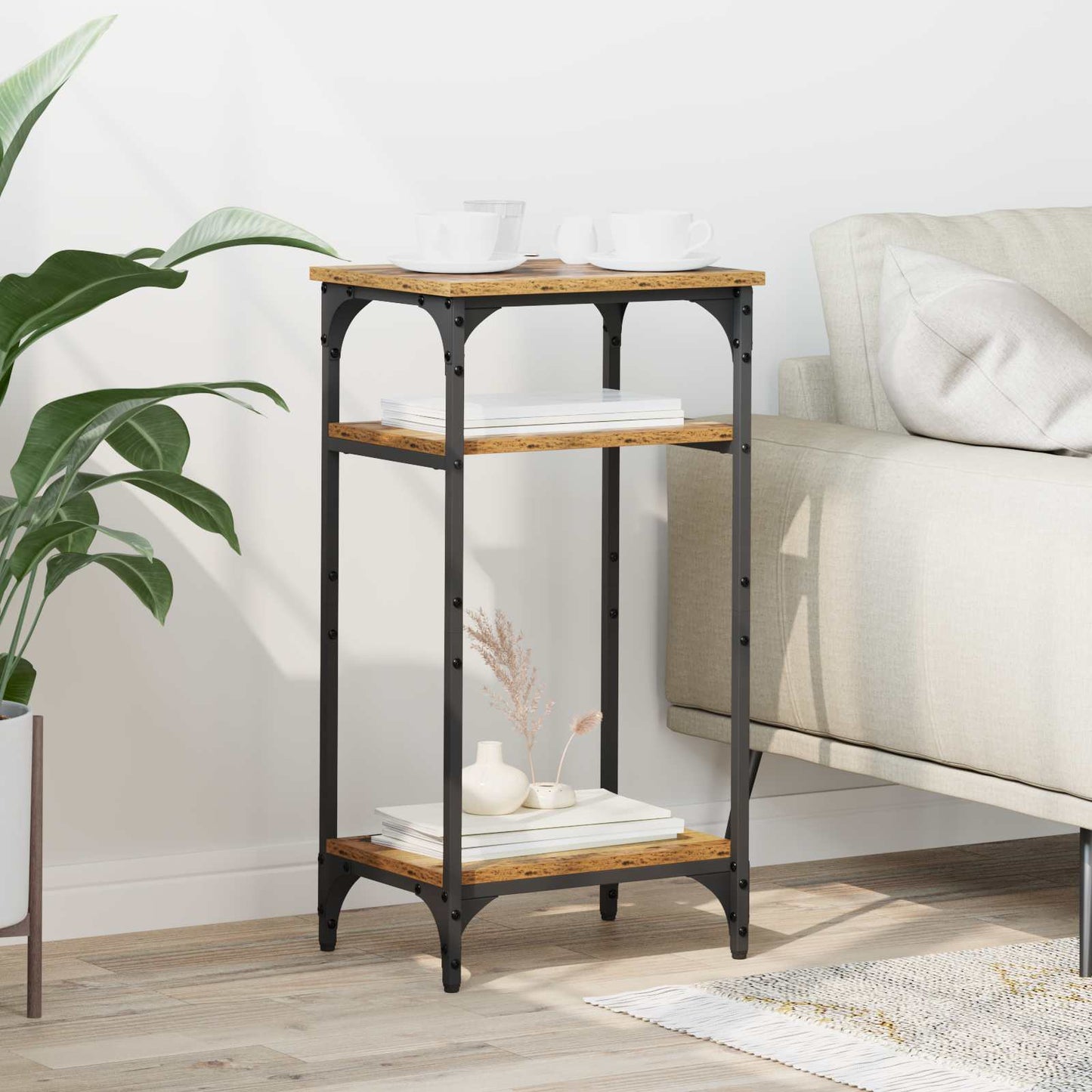 Side Table Old Wood 40 x 30 x 75 cm Engineered Wood