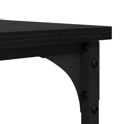 Side Table with Shelf Black Oak 40 x 30 x 75 cm Engineered Wood