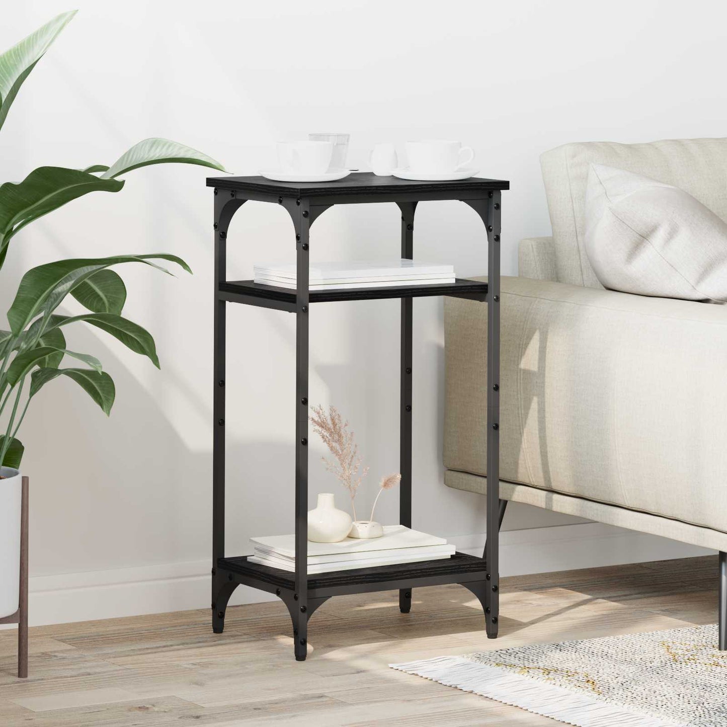 Side Table Black Oak 40 x 30 x 75 cm Engineered Wood