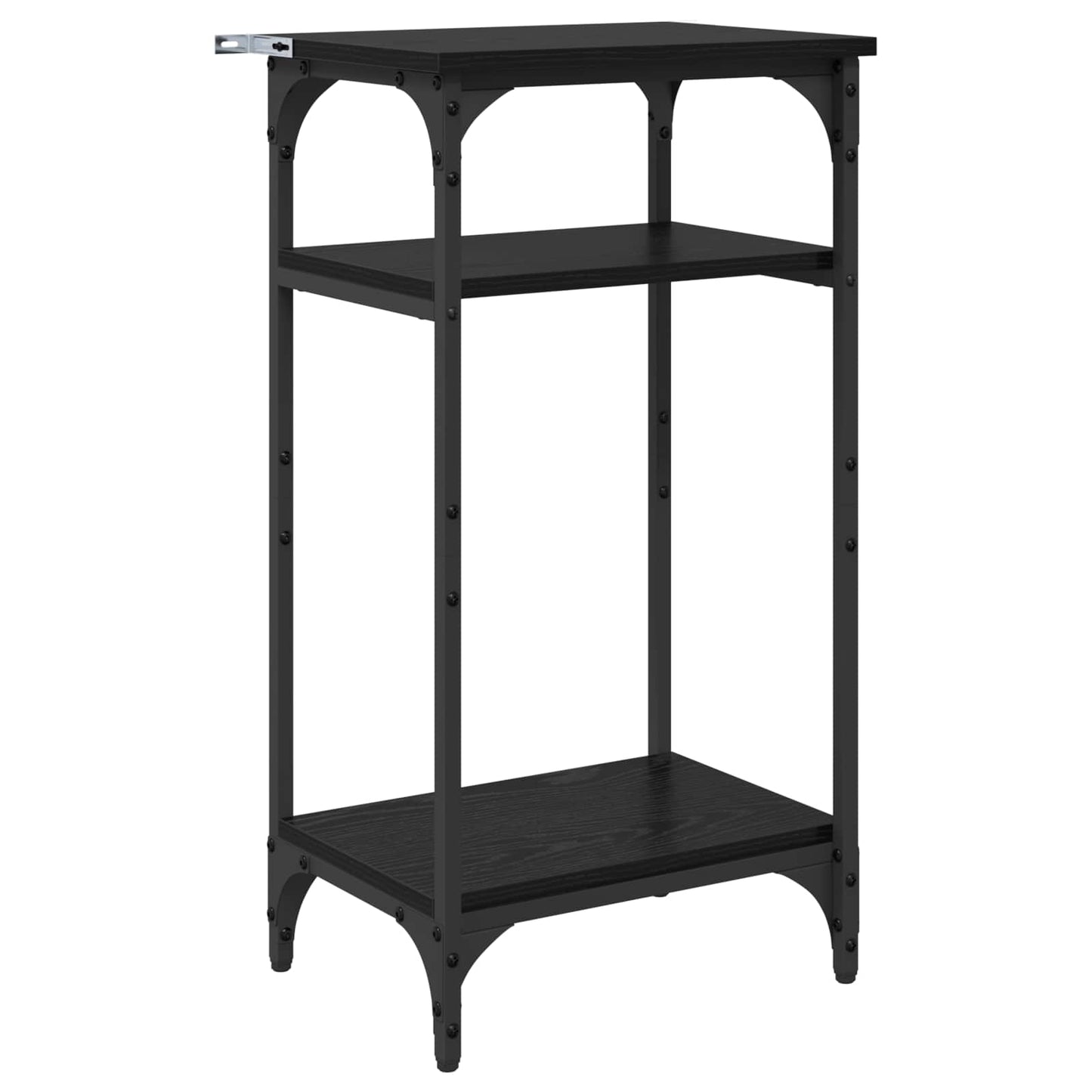 Side Table with Shelf Black Oak 40 x 30 x 75 cm Engineered Wood