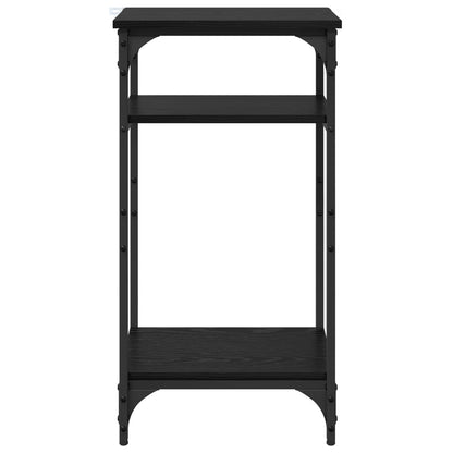 Side Table with Shelf Black Oak 40 x 30 x 75 cm Engineered Wood