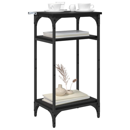 Side Table with Shelf Black Oak 40 x 30 x 75 cm Engineered Wood