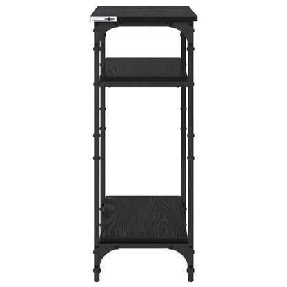 Side Table with Shelf Black Oak 40 x 30 x 75 cm Engineered Wood
