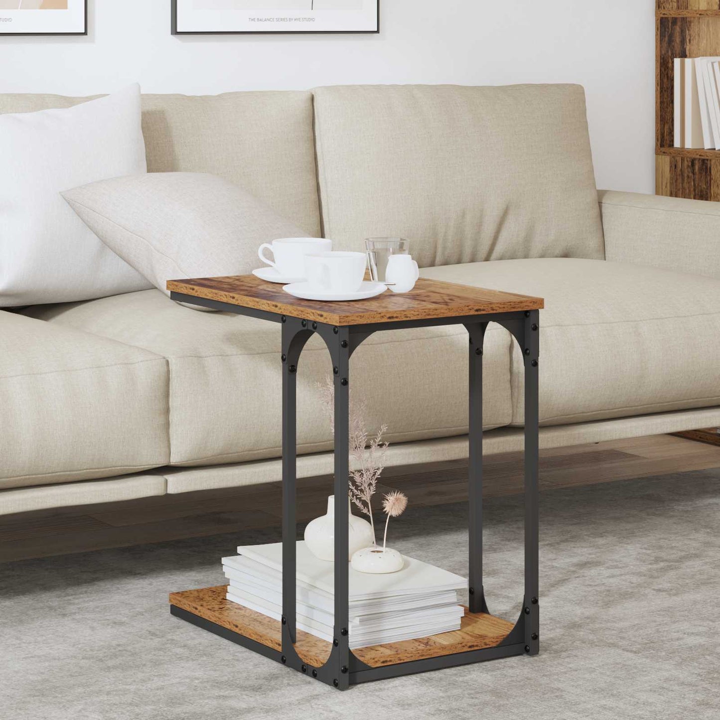 Side Table with Shelf Old wood 50 x 35 x 52 cm Engineered wood