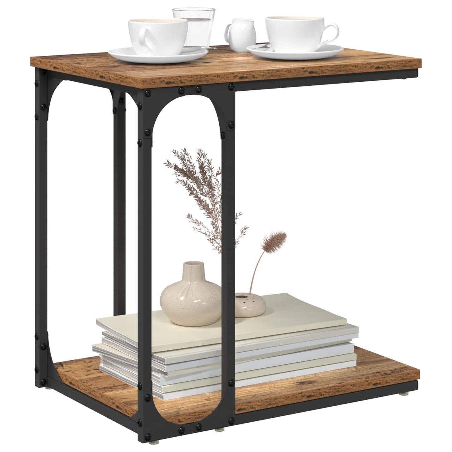 Side Table with Shelf Old wood 50 x 35 x 52 cm Engineered wood