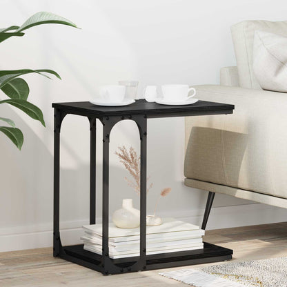 Side Table with Shelf Black Oak 50 x 35 x 52 cm Engineered Wood