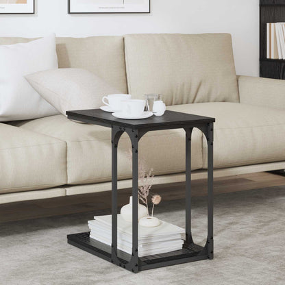 Side Table with Shelf Black Oak 50 x 35 x 52 cm Engineered Wood