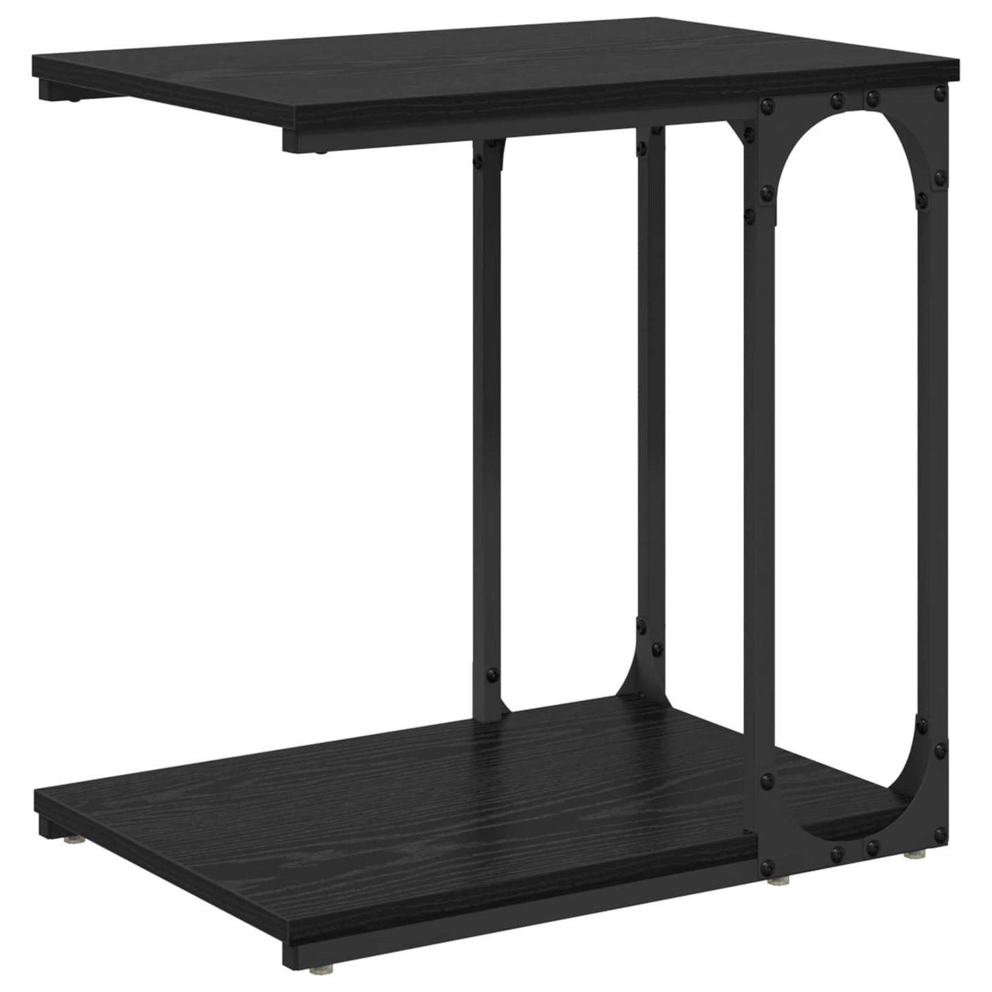 Side Table with Shelf Black Oak 50 x 35 x 52 cm Engineered Wood