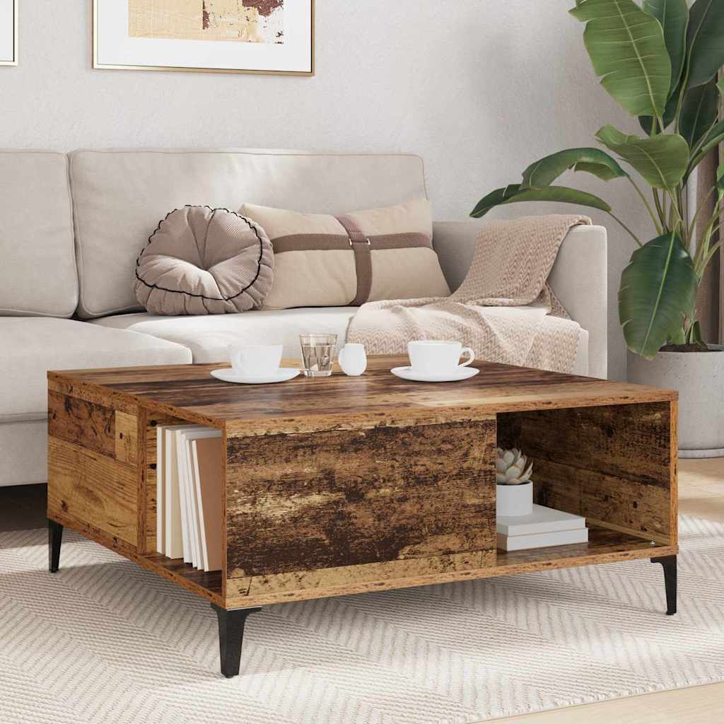 Coffee Table Old Wood 80 x 80 x 36.5 cm Engineered Wood