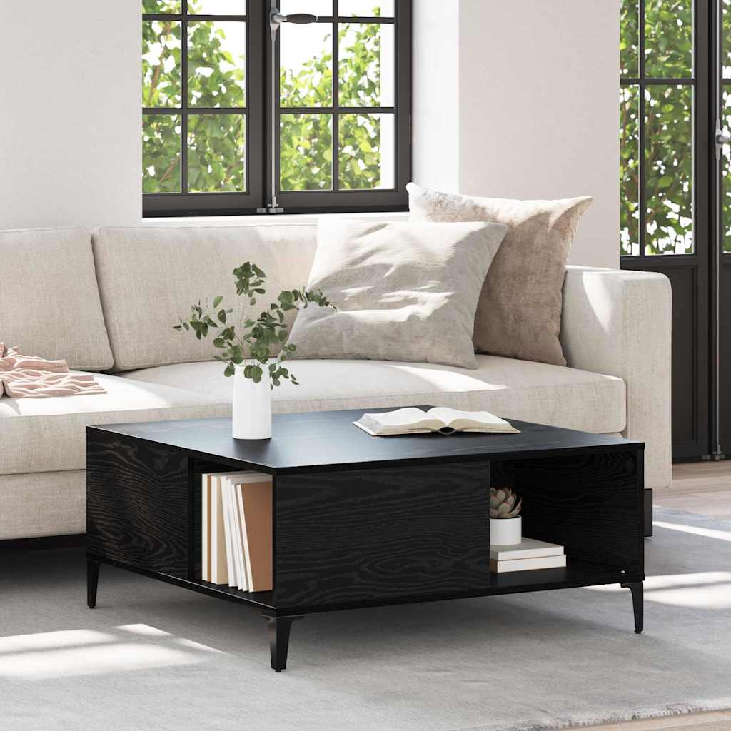 Coffee Table Black Oak 80 x 80 x 36.5 cm Engineered Wood