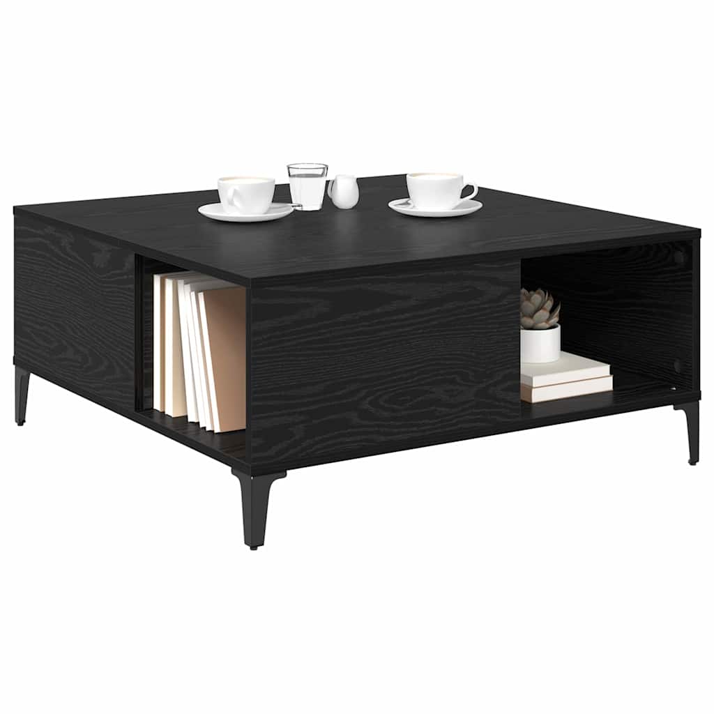 Coffee Table Black Oak 80 x 80 x 36.5 cm Engineered Wood