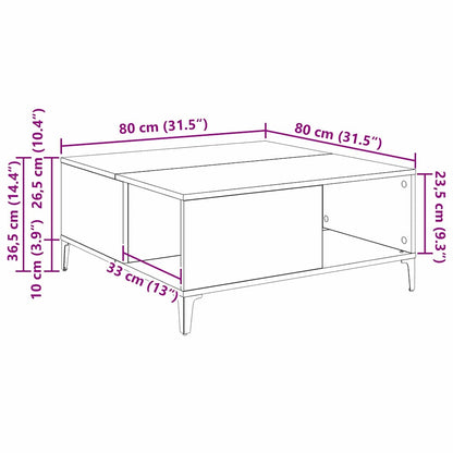 Coffee Table Black Oak 80 x 80 x 36.5 cm Engineered Wood