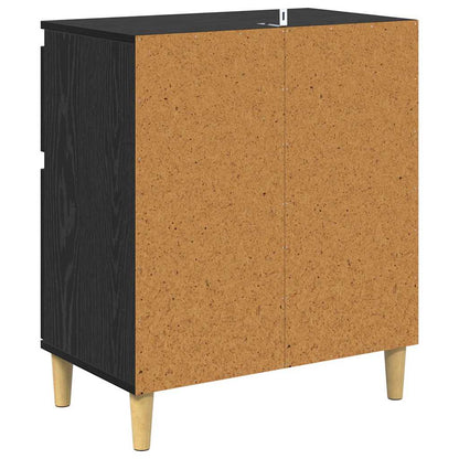 Sideboard with Drawer Black Oak 60 x 35 x 70 cm Engineered Wood