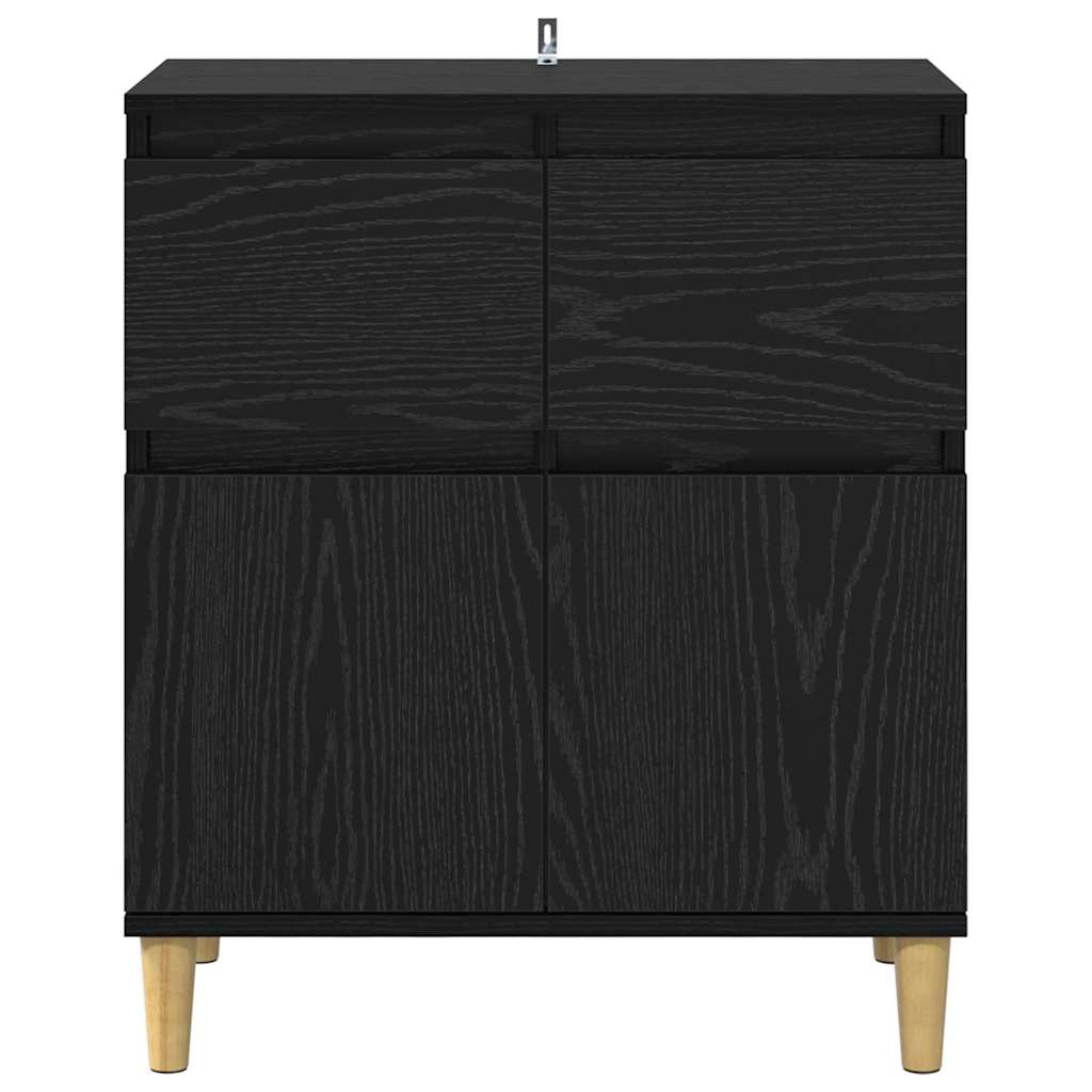 Sideboard with Drawer Black Oak 60 x 35 x 70 cm Engineered Wood